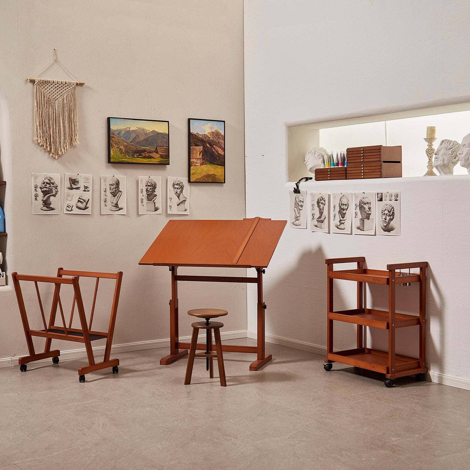 MEEDEN Extra Large Wood Drafting Table, Light Walnut-XSZ-4-M