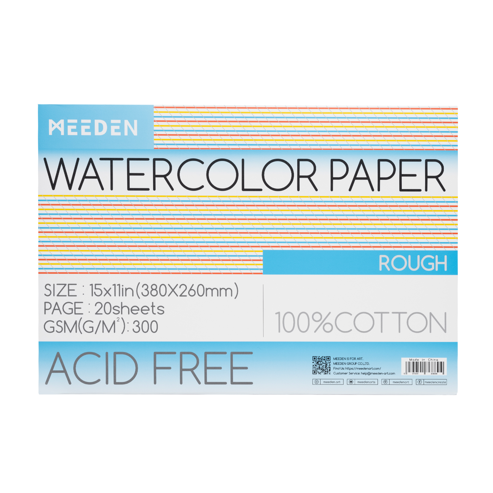 MEEDEN 100% Cotton Watercolor Paper Pad – Cold Press, Hot Press & Rough