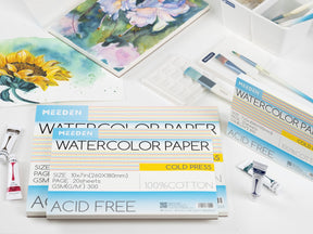 MEEDEN 100% Cotton Watercolor Paper Pad – Cold Press, Hot Press & Rough