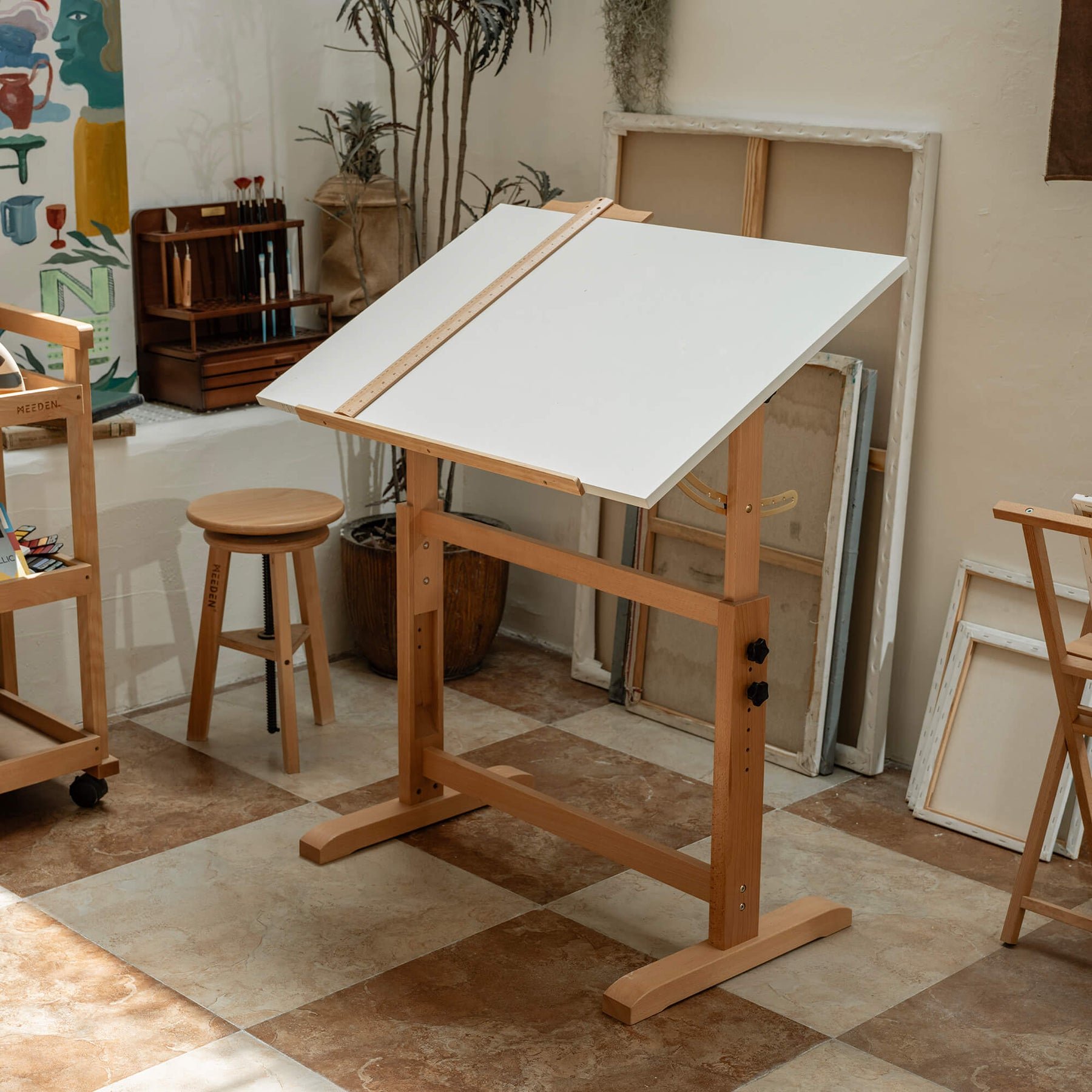 MEEDEN Adjustable Wooden Drafting Table, White-XSZ-5