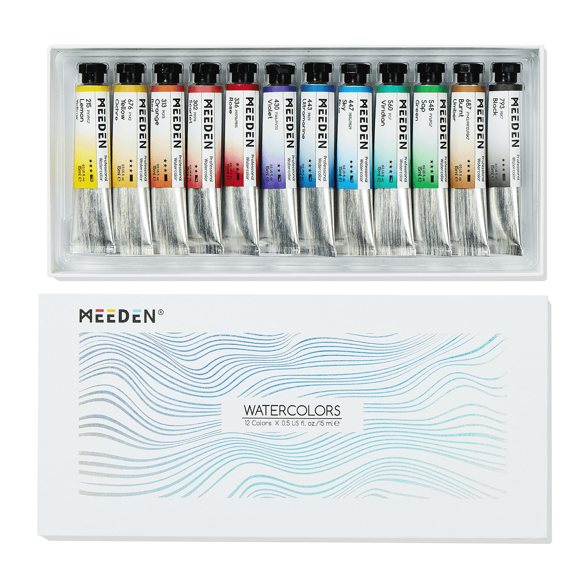 MEEDEN Professinal Watercolor Paint Set: 12 x 15ml (0.5 oz)