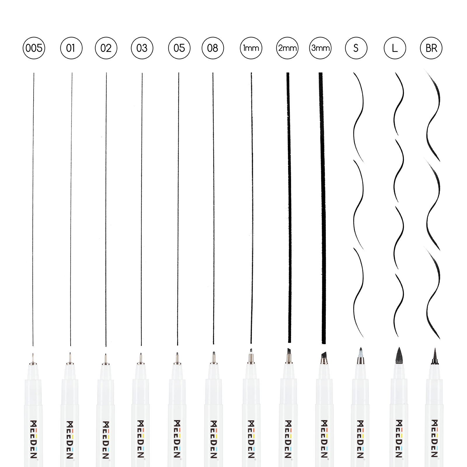 MEEDEN Micro Fineliner Drawing Pens: 12-Size Fine Liner Pen Set