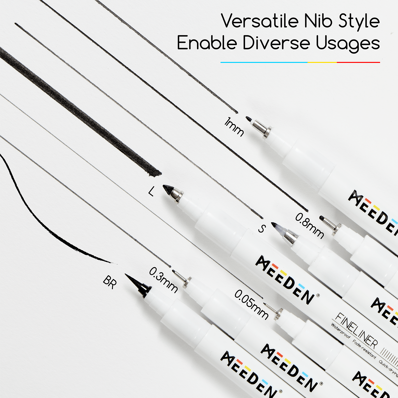 MEEDEN Micro Fineliner Drawing Pens: 12-Size Fine Liner Pen Set