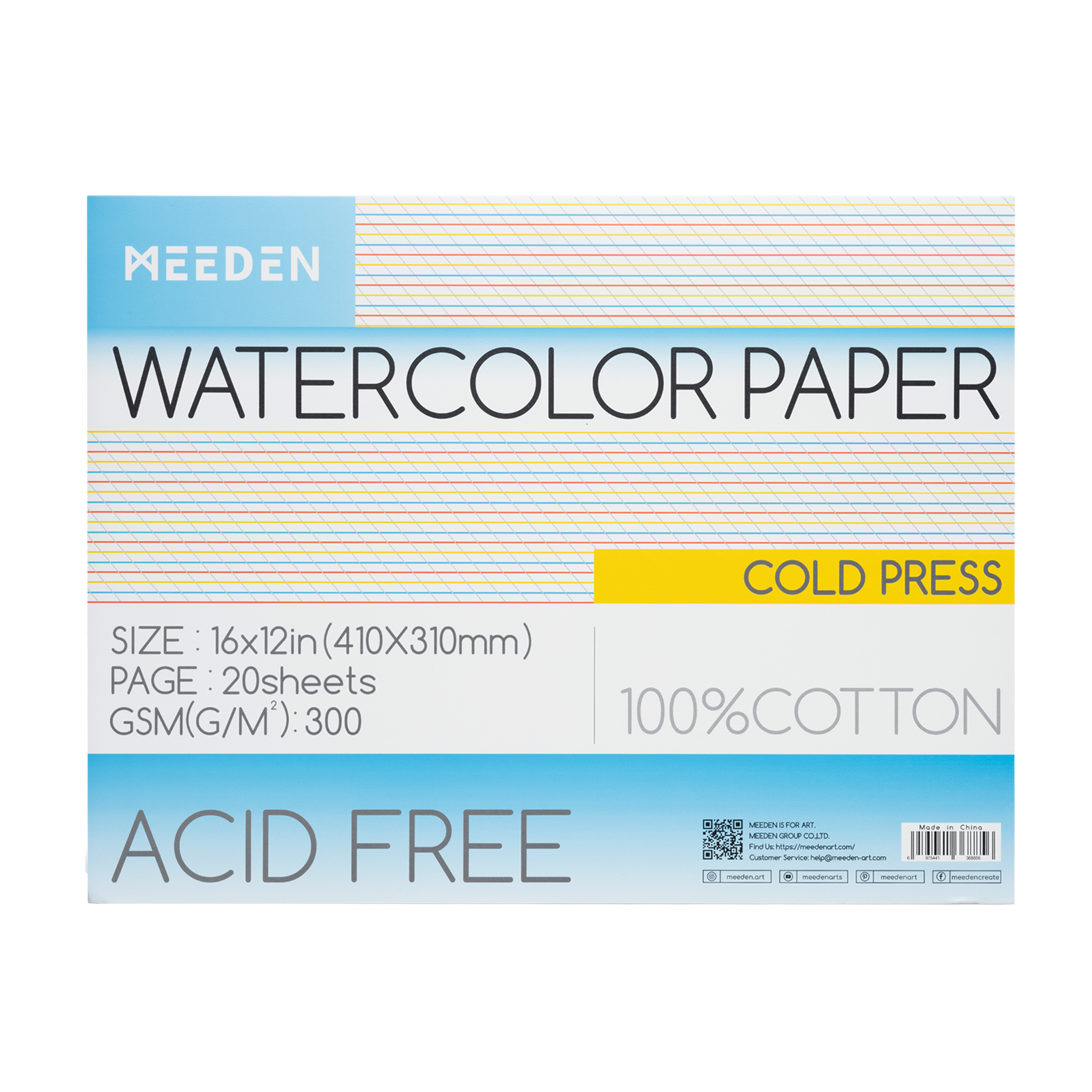MEEDEN 100% Cotton Watercolor Paper Pad – Cold Press, Hot Press & Rough