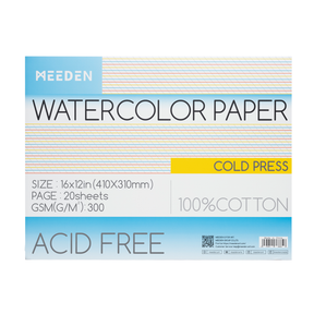 MEEDEN 100% Cotton Watercolor Paper Pad – Cold Press, Hot Press & Rough