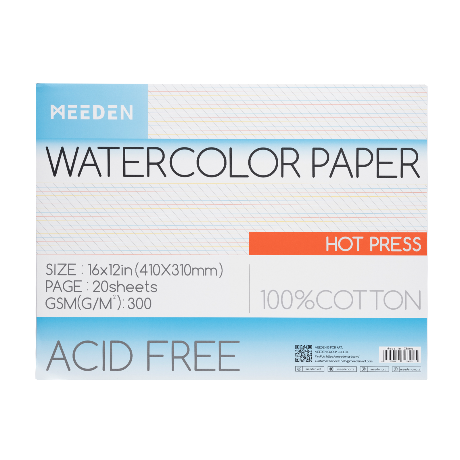 MEEDEN 100% Cotton Watercolor Paper Pad – Cold Press, Hot Press & Rough