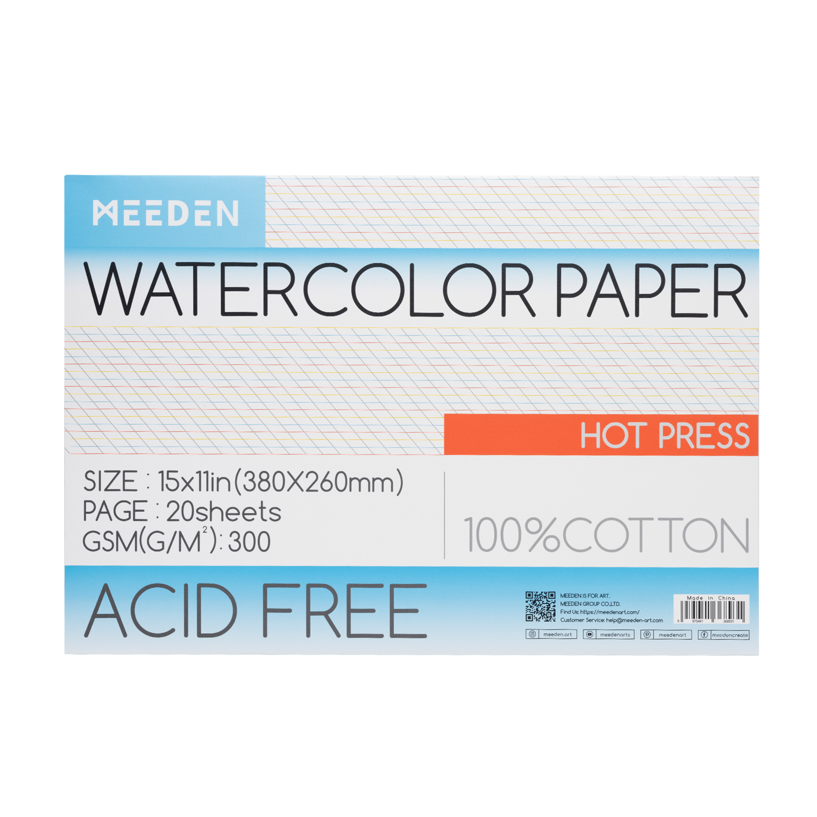 MEEDEN 100% Cotton Watercolor Paper Pad – Cold Press, Hot Press & Rough