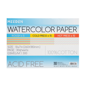 MEEDEN 100% Cotton Watercolor Paper Pad – Cold Press, Hot Press & Rough