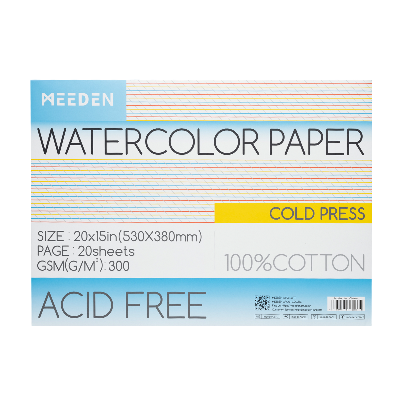 MEEDEN 100% Cotton Watercolor Paper Pad – Cold Press, Hot Press & Rough