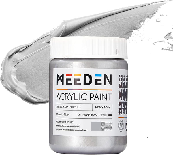 MEEDEN Metallic Silver Heavy Body Acrylic Paint – 300ml / 10.1oz