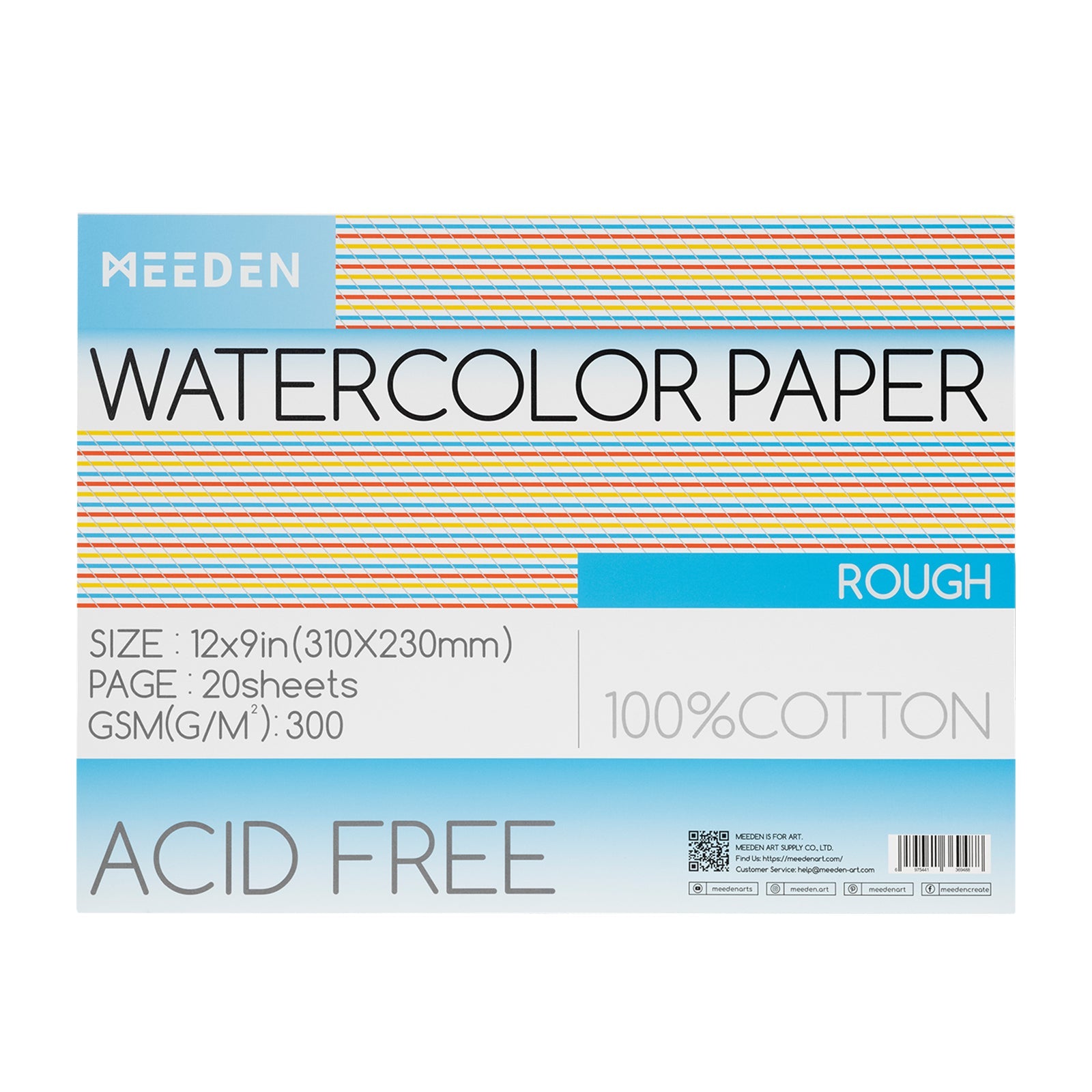 MEEDEN 100% Cotton Watercolor Paper Pad – Cold Press, Hot Press & Rough
