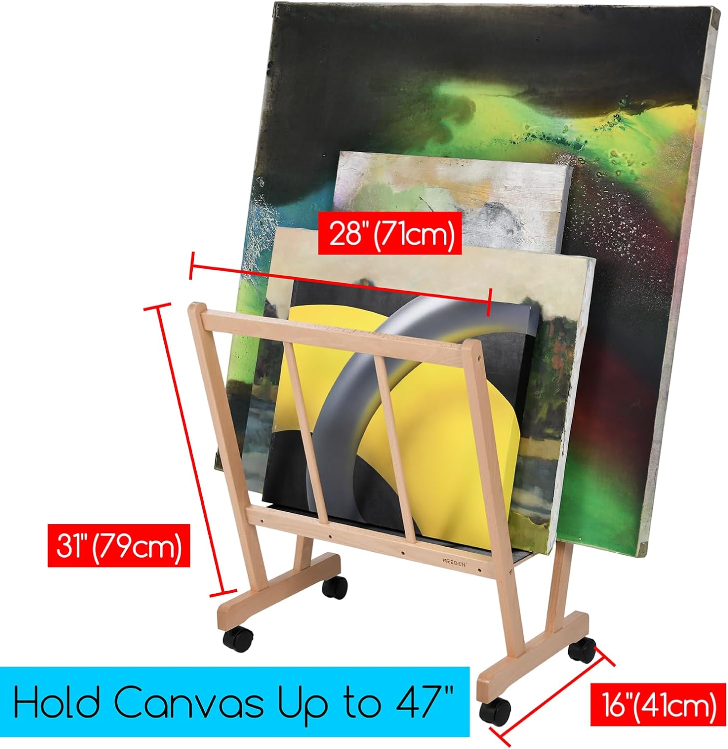 MEEDEN Wooden Large Print Rack with Castors