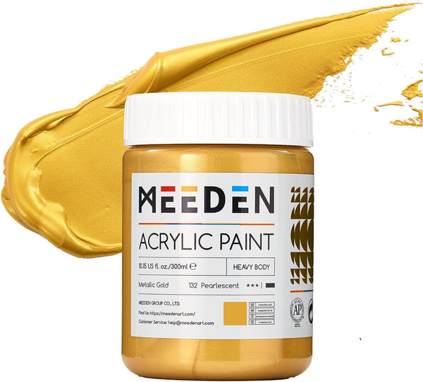 MEEDEN Metallic Gold Heavy Body Acrylic Paint – 300ml / 10.1oz