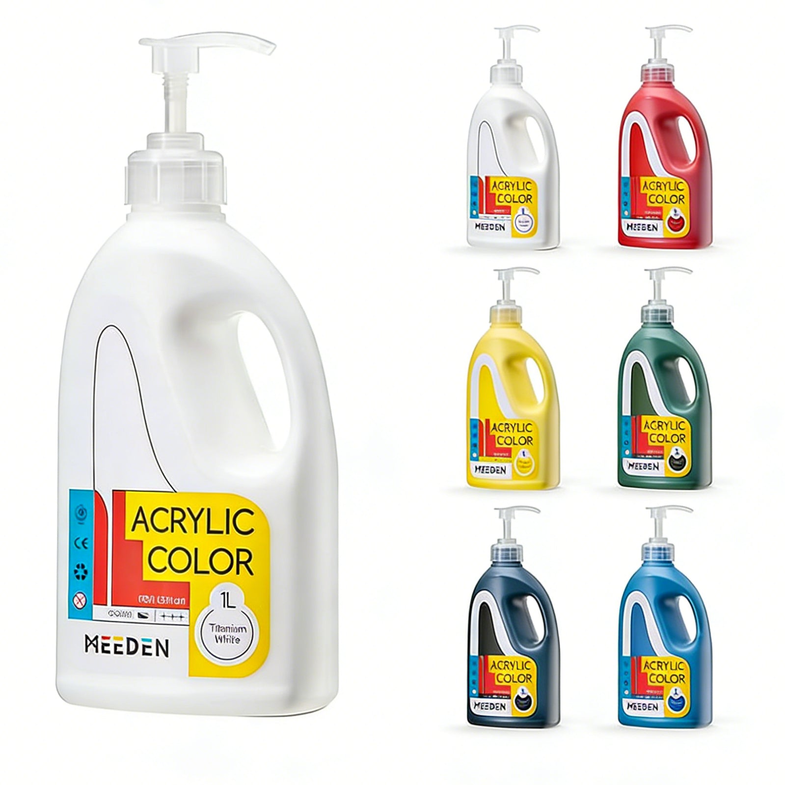 MEEDEN Viridian Green Acrylic Paint: 1 L /33.8 oz Satin Liquid Paint with Pump Lid-PTA-1060