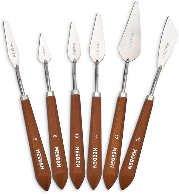 MEEDEN 6-Piece Artist Palette Knife Set with Stainless Steel Blades