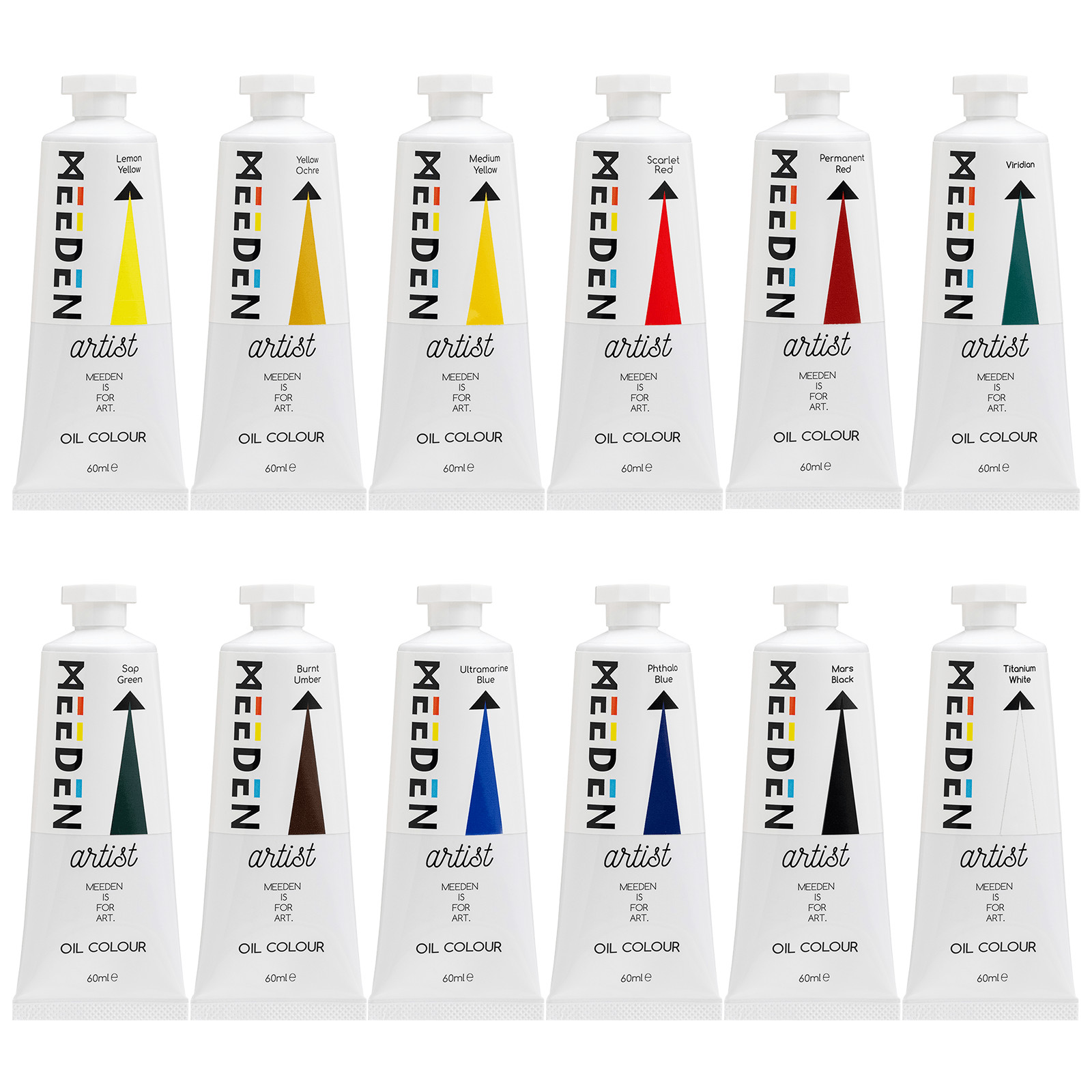 MEEDEN Artist Grade Oil Paint - 60ml/2oz, 12 Tubes