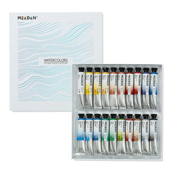 MEEDEN Artist Grade Watercolor Paint Set – 20 Colors x 15ml Tubes