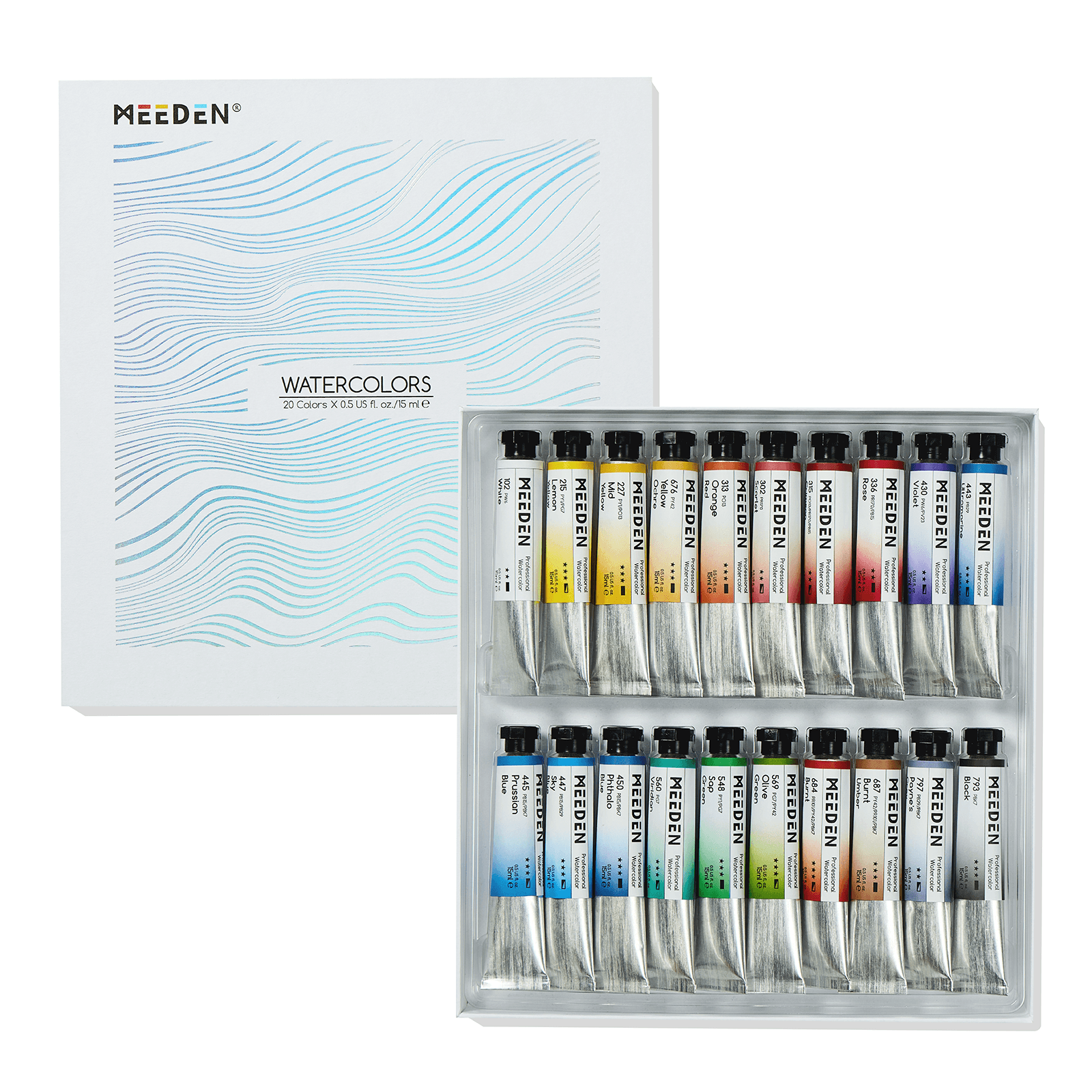MEEDEN Professinal Watercolor Paint Set: 20 x 15ml (0.5 oz)