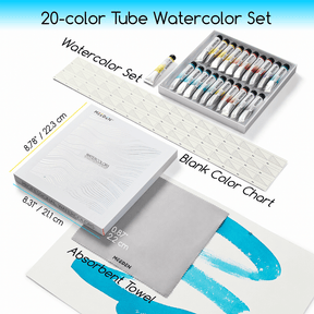 MEEDEN Artist Grade Watercolor Paint Set – 20 Colors x 15ml Tubes