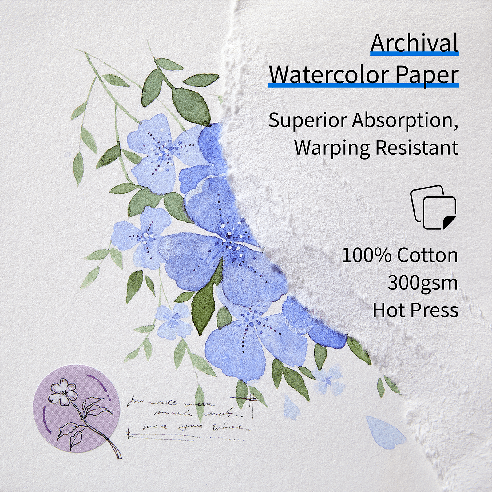 MEEDEN 100% Cotton Watercolor Journal, Hot-Pressed Travel Sketchbook