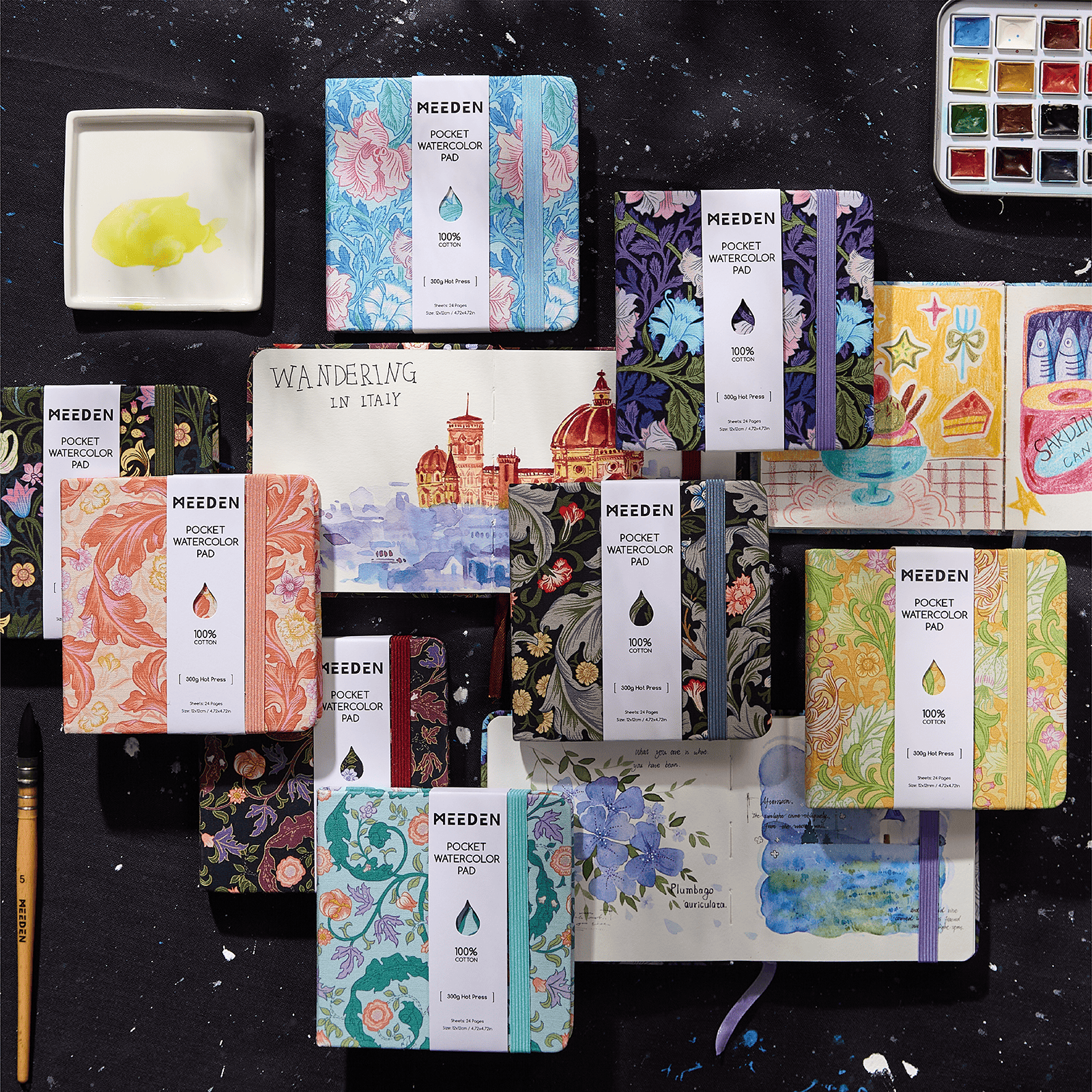 MEEDEN 100% Cotton Watercolor Journal, Hot-Pressed Travel Sketchbook