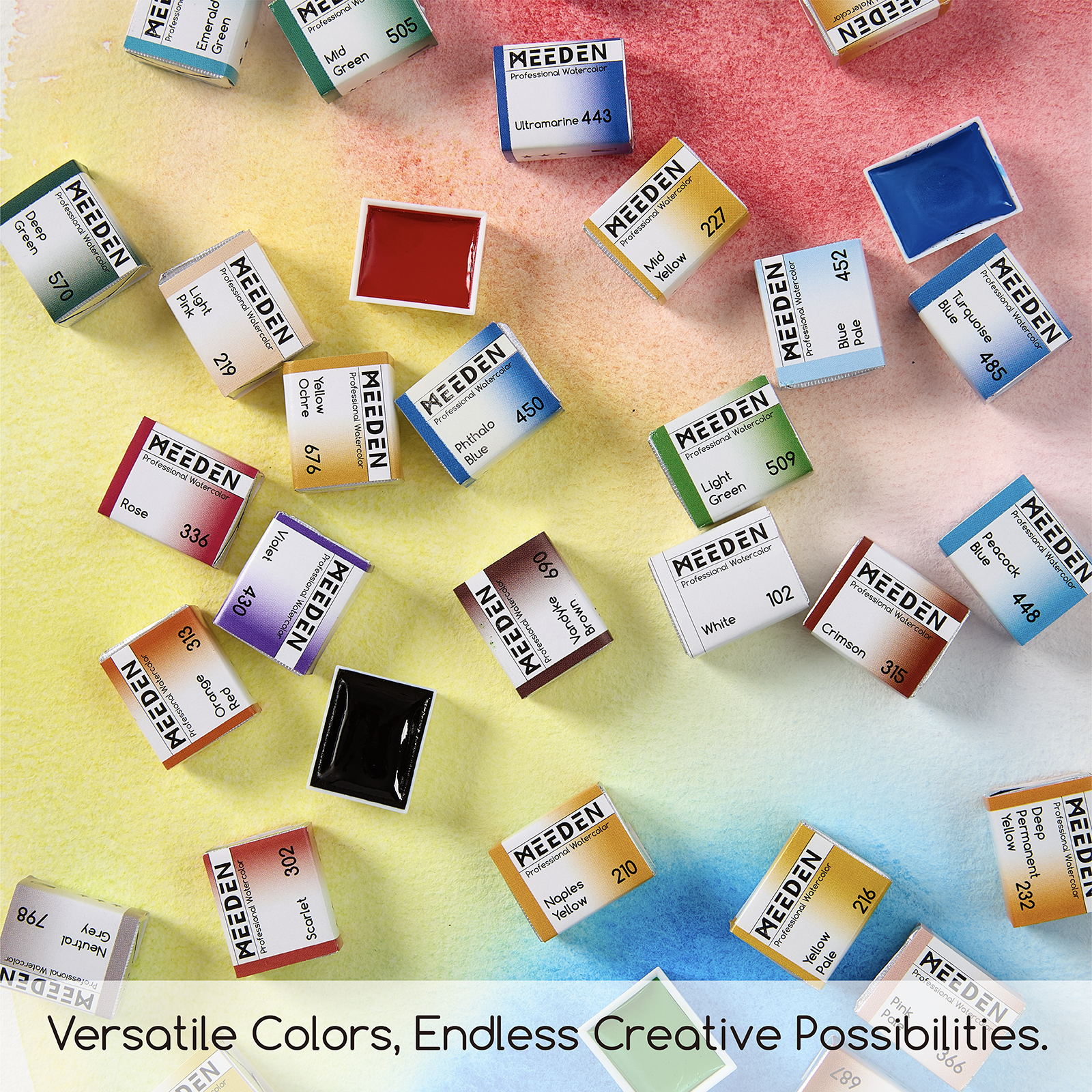 MEEDEN Professinal Watercolor Paint Set: 24 Colors Semi