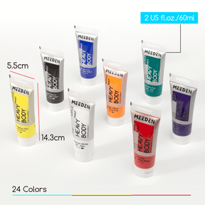 MEEDEN Heavy Body Acrylic Paint 8 Basic Colors, 100ml