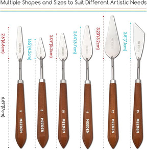 MEEDEN 6-Piece Artist Palette Knife Set with Stainless Steel Blades