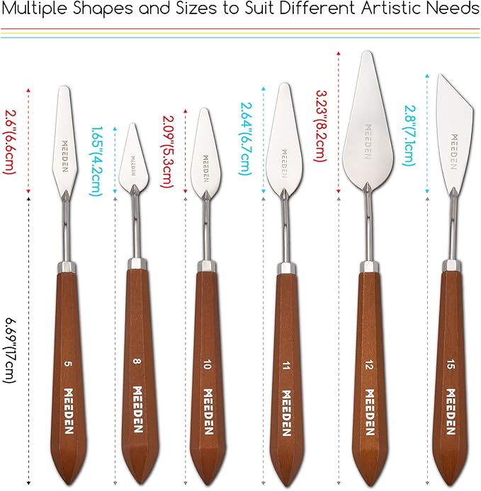 MEEDEN 6-Piece Artist Palette Knife Set with Stainless Steel Blades