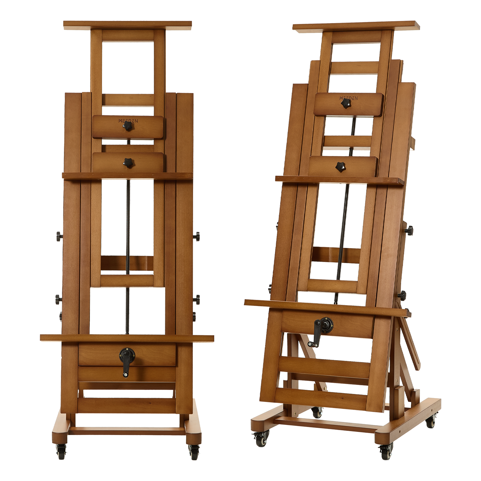 MEEDEN Deluxe Studio Large Rocker Crank Heavy Duty Artist Easel-Light Walnut-DHJ-12