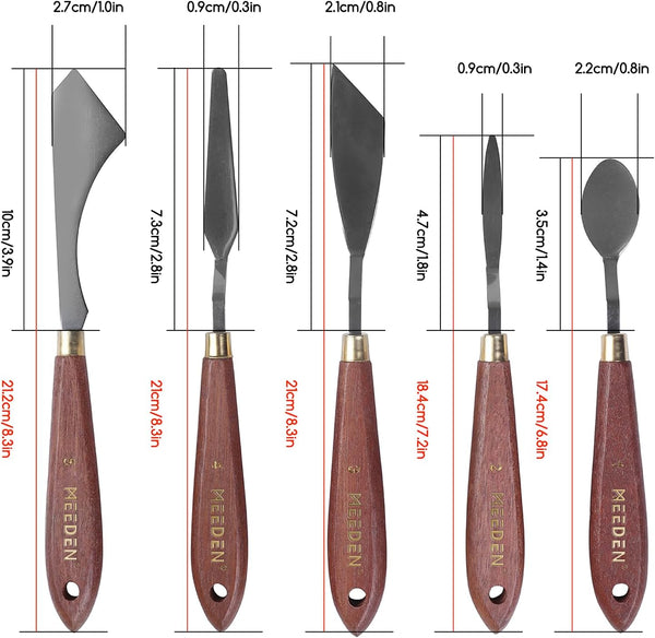 MEEDEN Stainless Steel Palette Knife Set - 5 Pieces for Painting & Mixing