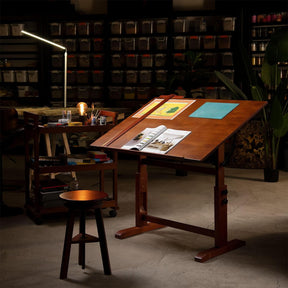 MEEDEN Extra Large Wood Drafting Table, Light Walnut-XSZ-4-M