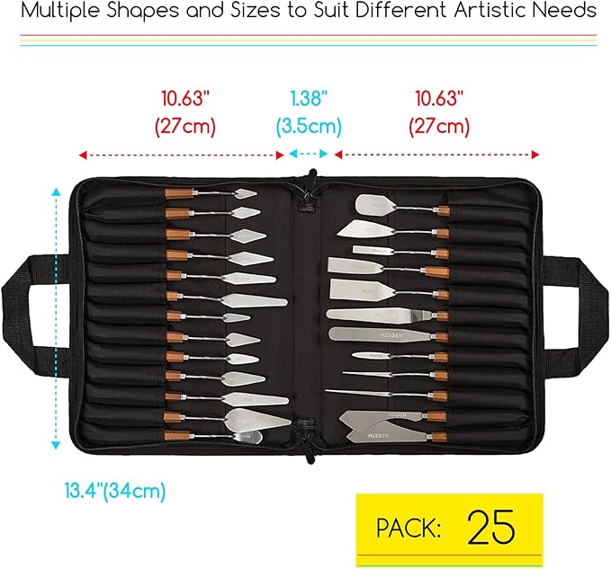 MEEDEN 25-Piece Artist Palette Knife Set with Stainless Steel Blades