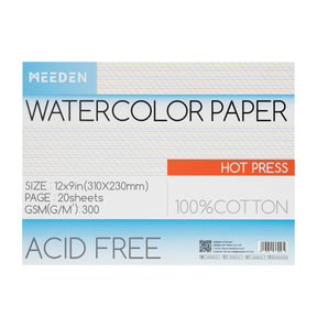 MEEDEN 100% Cotton Watercolor Paper Pad – Cold Press, Hot Press & Rough