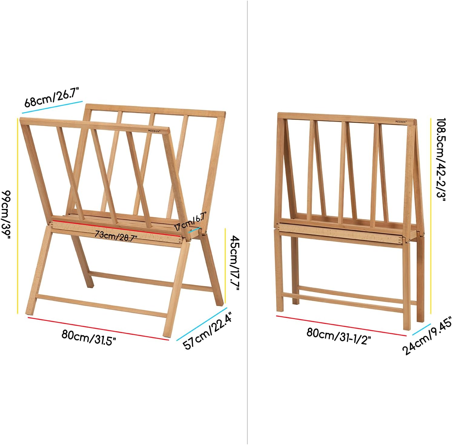 MEEDEN Folding Print Rack Natural Wood -Large
