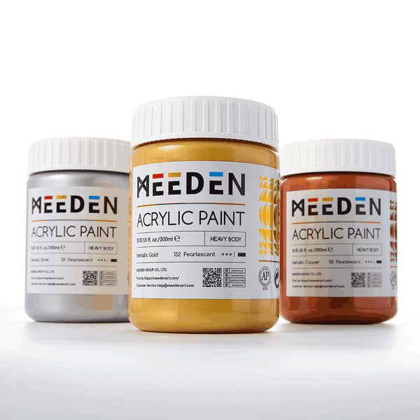 MEEDEN Heavy Body Metallic Acrylic Paint Set, 3 x 300ml