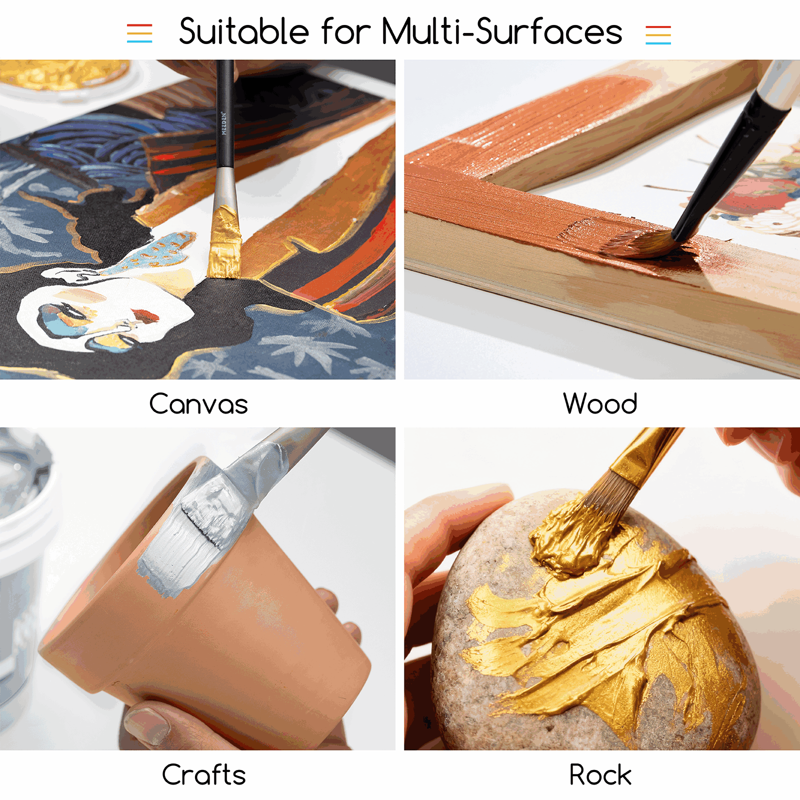 MEEDN 3-Colors Metallic Acrylic Paint Set, 300ml