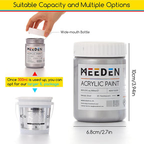 MEEDEN Metallic Silver Acrylic Paint: 10.1oz / 300ml