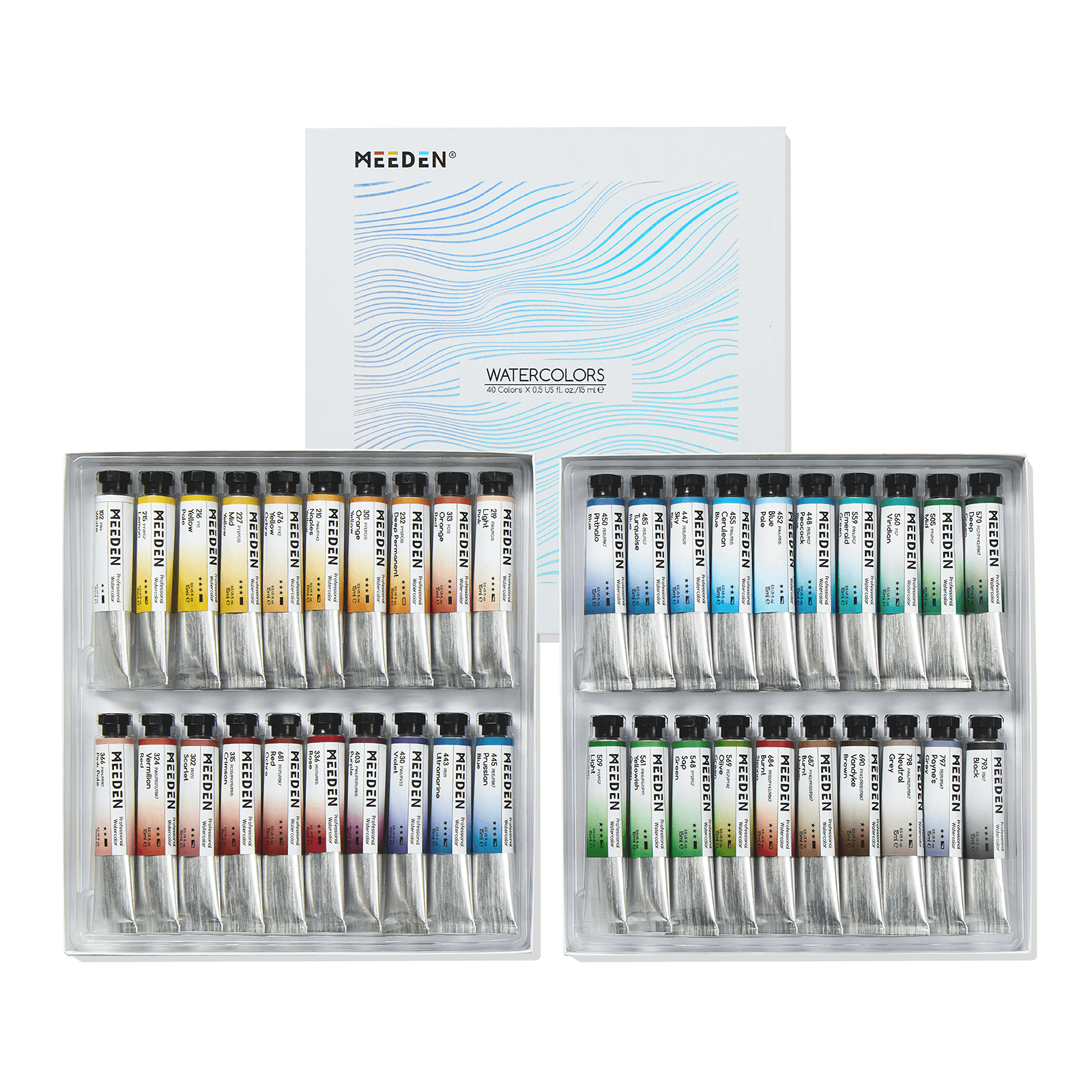 MEEDEN Professinal Watercolor Paint Set: 40 x 15ml (0.5 oz)