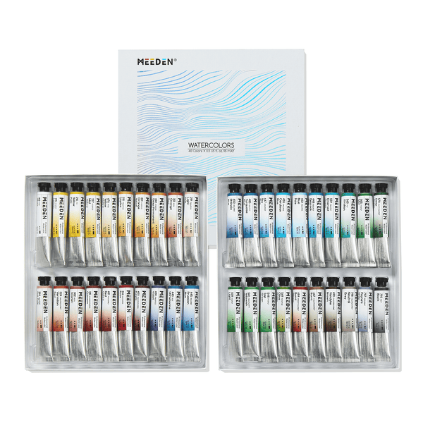 MEEDEN Artist Grade Watercolor Paint Set – 40 Colors x 15ml Tubes