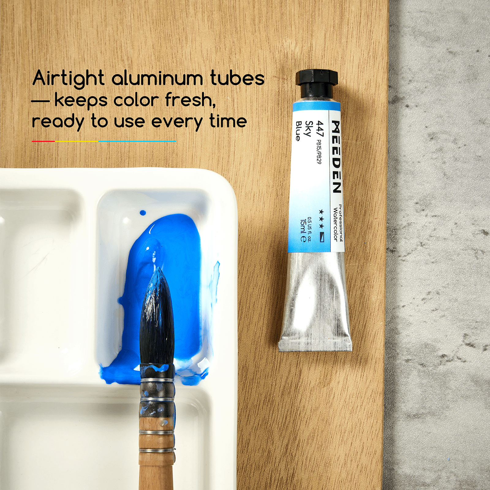 MEEDEN Artist Grade Watercolor Paint Set – 40 Colors x 15ml Tubes