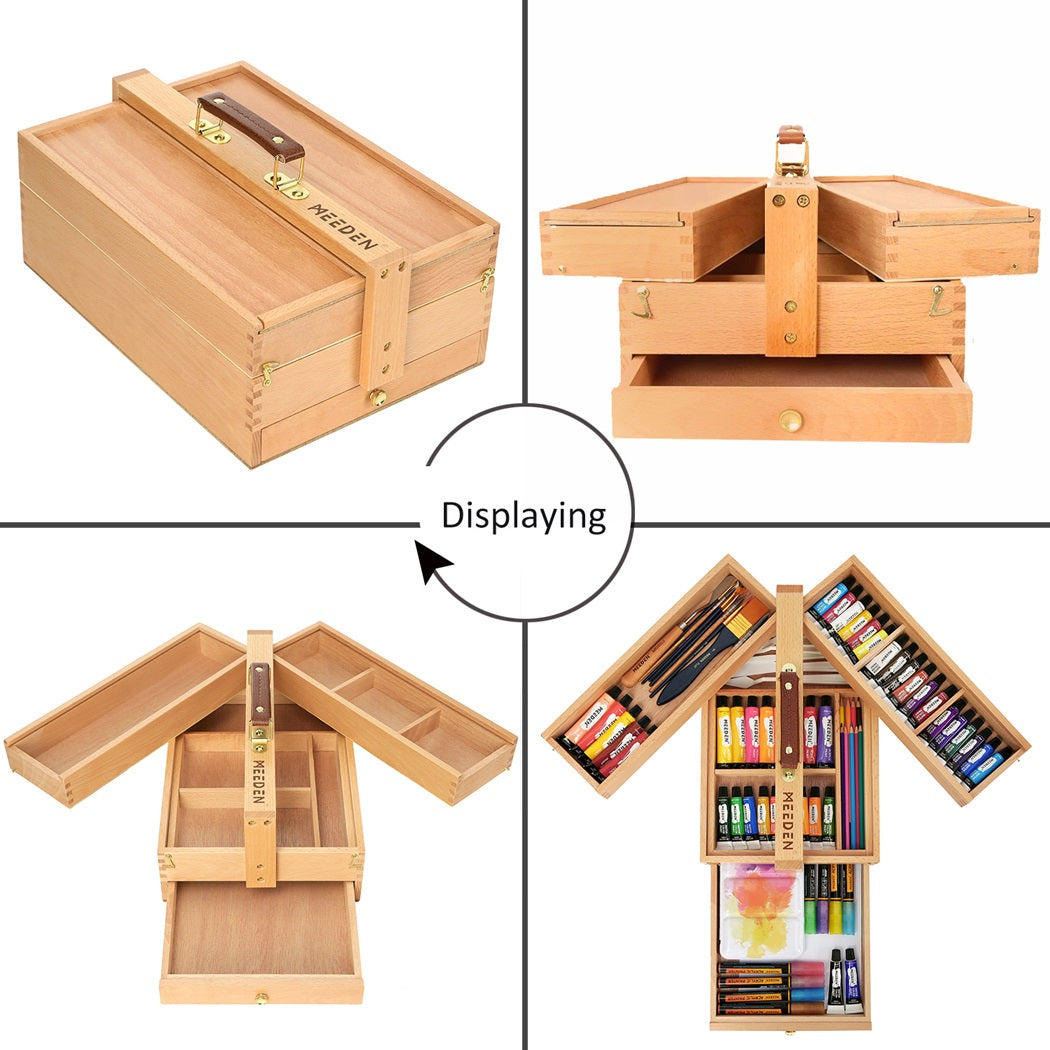Wooden Art Supply Storage Box-HBX-7