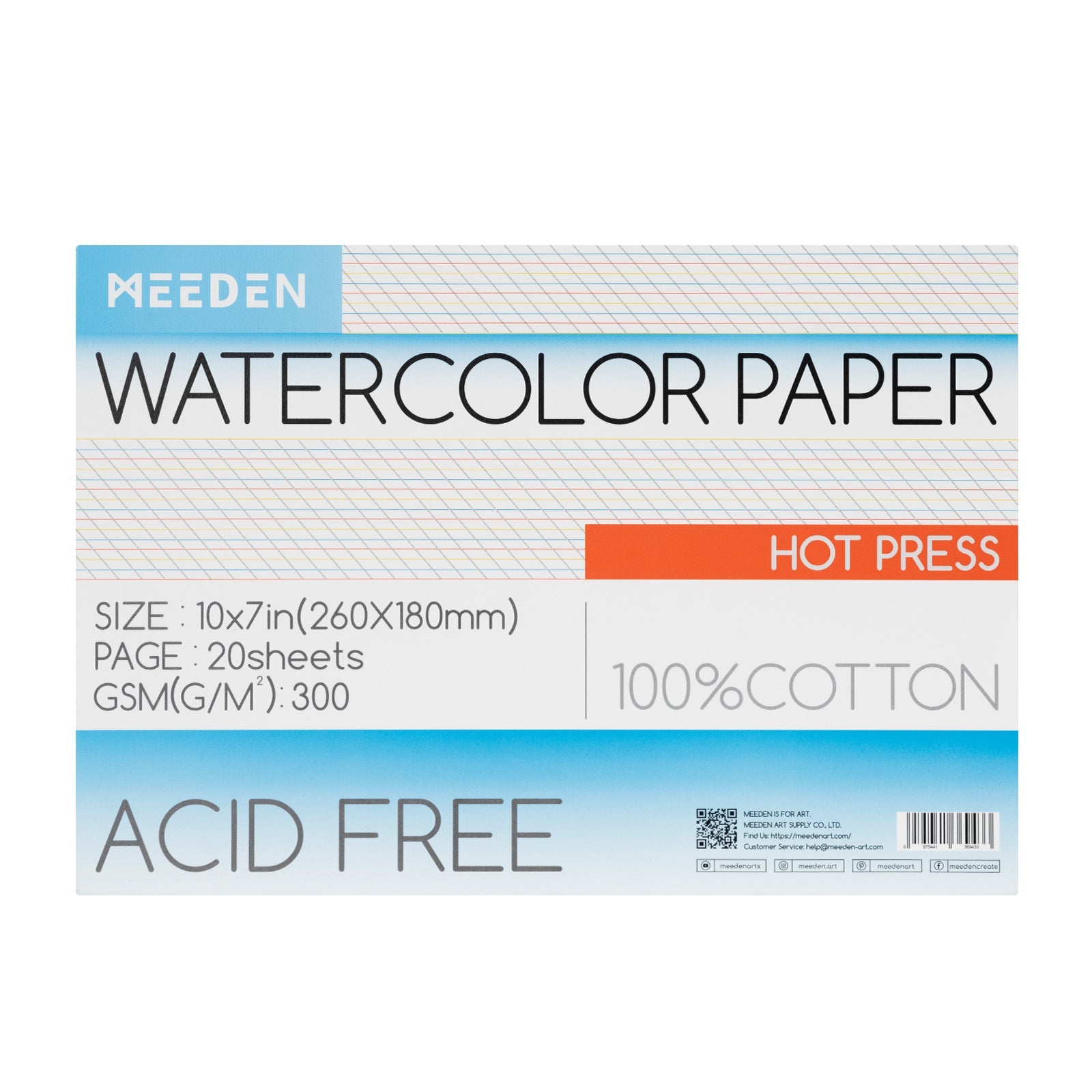 MEEDEN 100% Cotton Watercolor Paper Pad – Cold Press, Hot Press & Rough