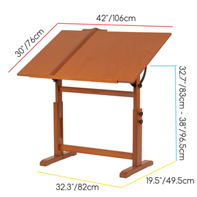MEEDEN Extra Large Wood Drafting Table, Light Walnut-XSZ-4-M