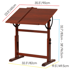 MEEDEN Vintage Adjustable Wooden Drafting Table , Dark Walnut-XSZ-4