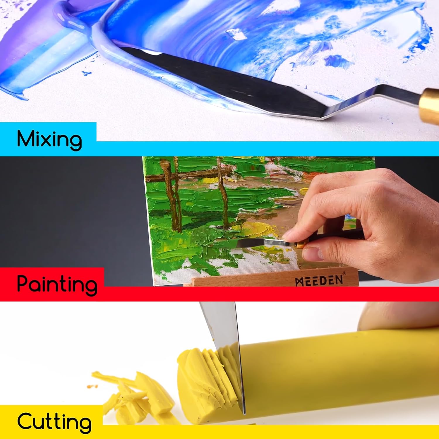 MEEDEN Stainless Steel Palette Knife Set - 5 Pieces for Painting & Mixing