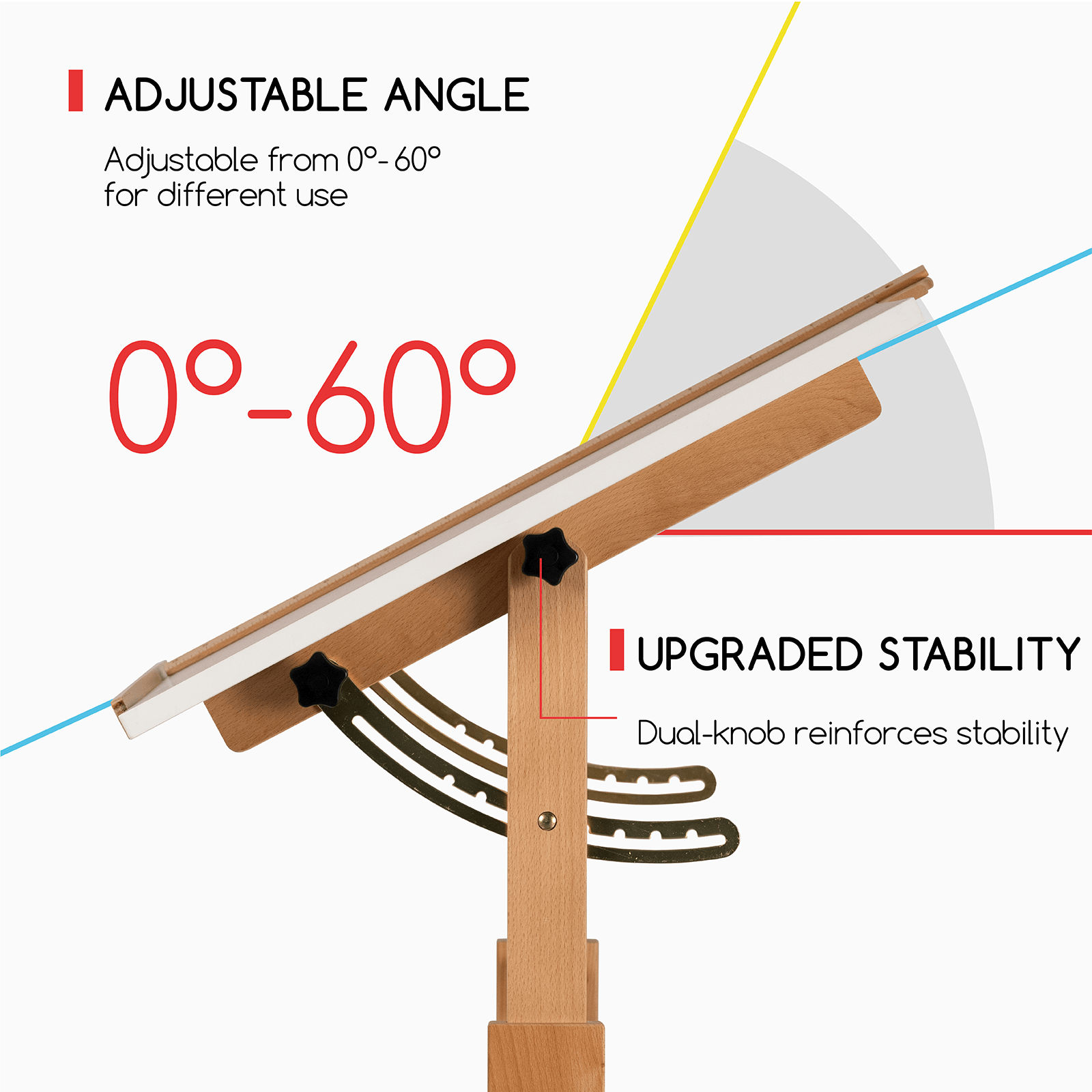 MEEDEN Adjustable Wooden Drafting Table & Stool Set, White-XSZ-5