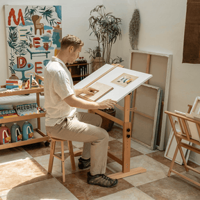 MEEDEN Adjustable Wooden Drafting Table, White-XSZ-5