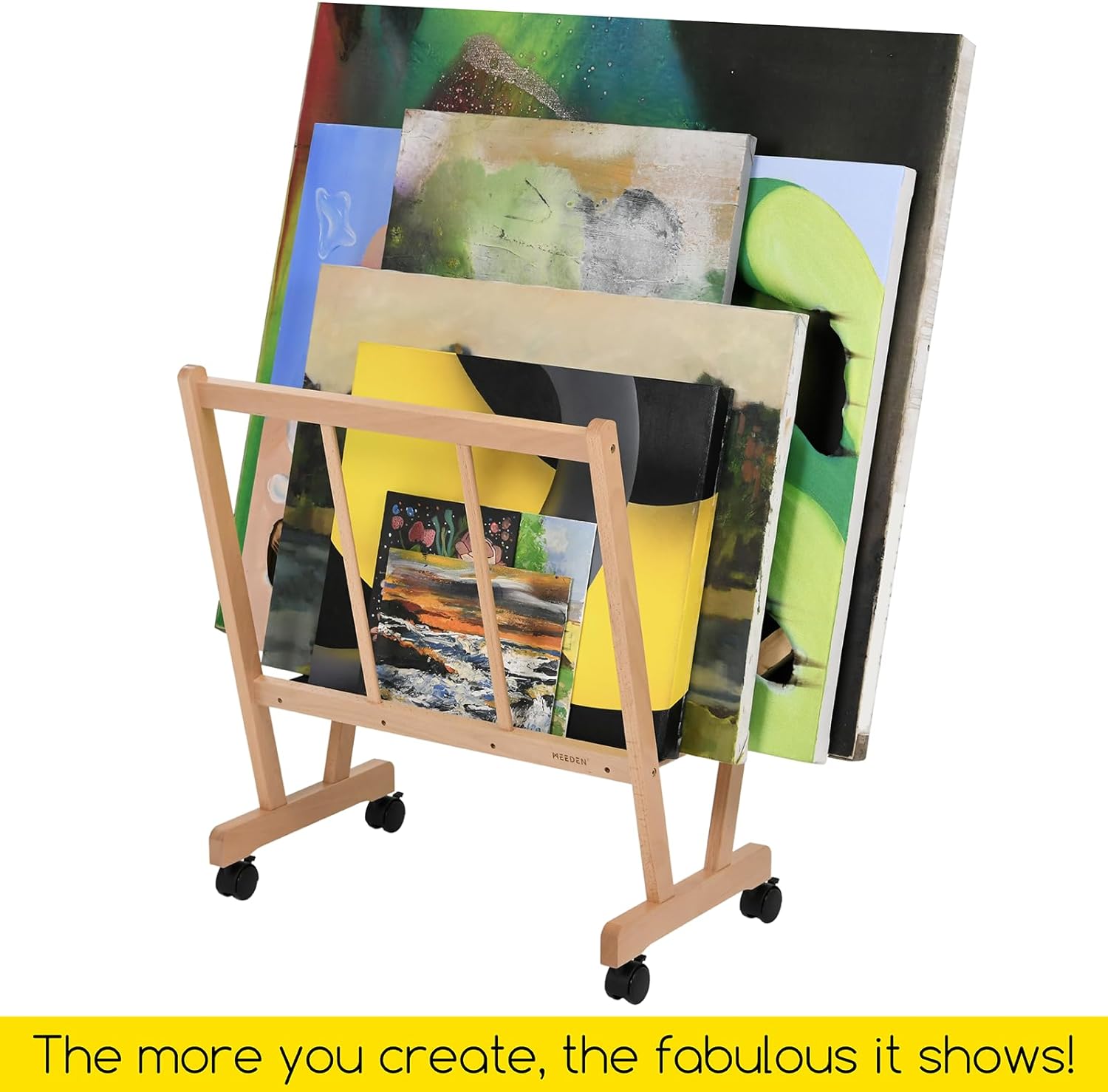 MEEDEN Wooden Large Print Rack with Castors