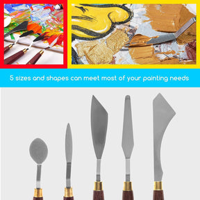 MEEDEN Stainless Steel Palette Knife Set - 5 Pieces for Painting & Mixing